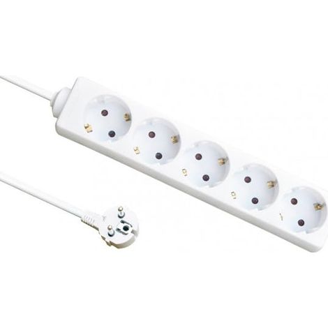 Multiprise avec 5 Prises, câble de 1,5 m et 3 x 1,5 mm en cuivre. Supporte jusqu'à 3 500 W, idéal pour Vos appareils électriques, offrant sécurité et polyvalence dans Votre Utilisation Quotidienne.