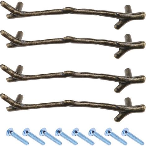 Tiradores de bronce con forma de rama para cajones，tiradores de puertas de armarios con forma de rama，tiradores de aleación de zinc (1/5)
