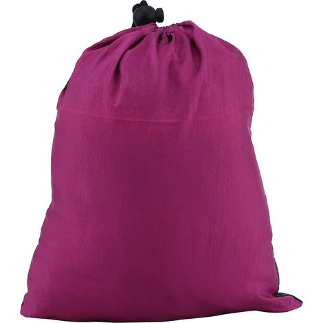 Hamac double portable de camping et de voyage, lit suspendu avec sangle pour arbre (violet + vert foncé) (1/5)