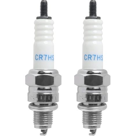 2 Pack Bougie CR7HSA Compatible avec NGK, Bougie CR7HS d'allumage pour Scooter Moto Mobylette, Haute Performance Résistantes à l’Usure, Filetage 10 mm, Compatible pour Allumage 2T 4T (1/5)