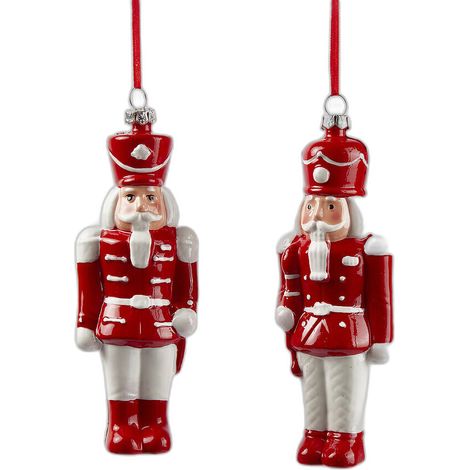 Pendaglio per albero di Natale "Soldatino", rosso e bianco, da 4 x 5.5 x 15 cm