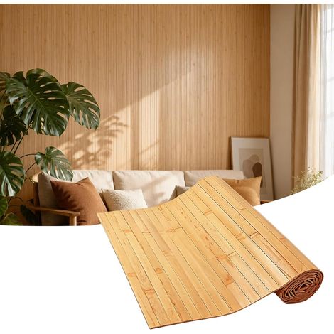 Panneau mural en bambou, revêtement mural en bambou naturel pour mur intérieur et plafond, panneaux décoratifs muraux pour salon, bureau, meubles, armoire, panneau mural décoratif intérieur (couleur (1/5)