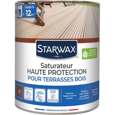 Saturateur Haute protection pour terrasses bois 1L Teck STARWAX