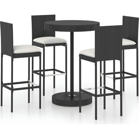 Maison Exclusive - Set Bar da Giardino 5 pz con Cuscini Polyrattan Nero