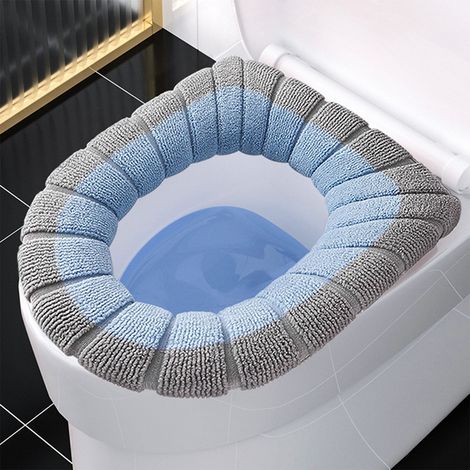 Couvre-Abattant De Toilette - Tricoté Épais En Polyester - Universel Pour Abattants Ronds Et Rectangulaires - Lavable En Machine - 1 Pièce - Beige (1/5)