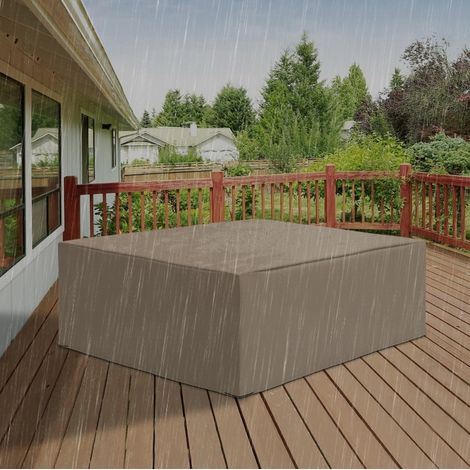 Housse de protection mobilier de jardin 275 x 205 x 90 cm polyester Oxford beige hivernale - CHICFURN (1/5)
