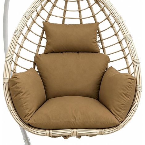 Coussin de fauteuil suspendu d'extérieur imperméable et doux pour fauteuil suspendu et chaise à bascule, coussin de rechange avec appui-tête, coussin épais pour fauteuil suspendu en rotin, balançoire (1/5)