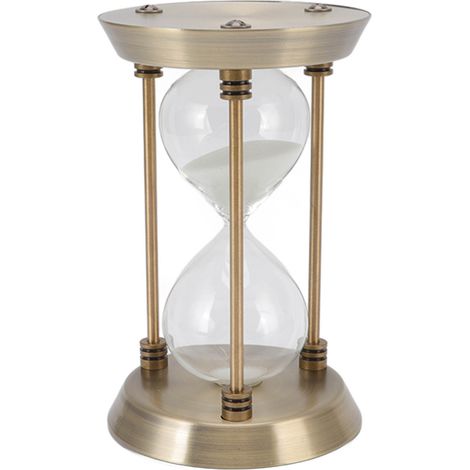 Sablier en fer et verre, ornement en forme de sablier de 15 minutes, idéal pour la décoration de bureau ou d'étude. (1/5)