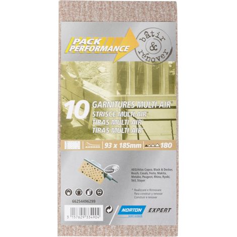 Set di 10 dischi abrasivi NORTON, 93x185 mm, grana 180 NORTON