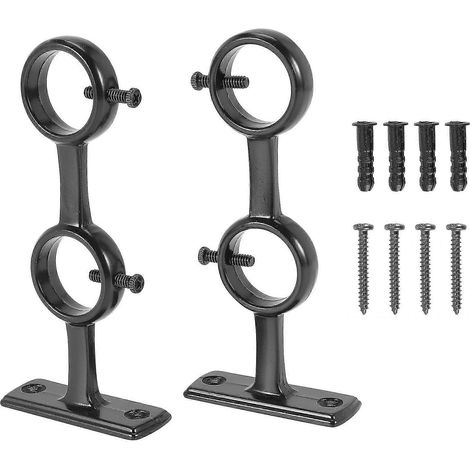 Support de tringle à rideaux, lot de 2 supports doubles pour tringle à rideaux, crochets pour tringle double pour salon et chambre (1/5)
