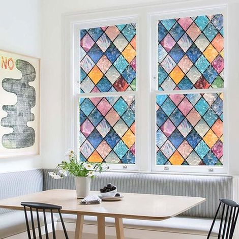 Lámina para ventanas Rainbow Privacy,con adhesión electrostática,dormitorios y cocinas,44,5 x 200 cm (1/5)
