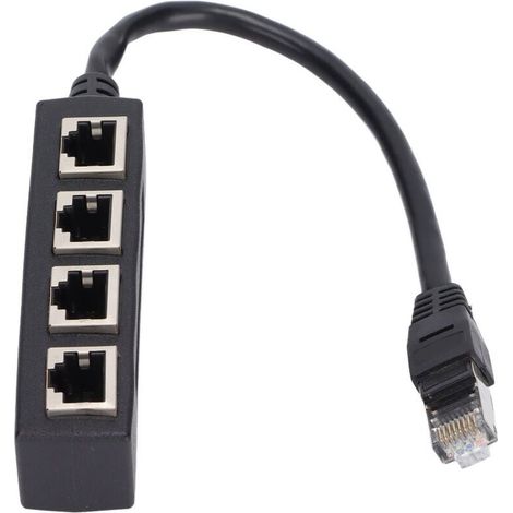 Adaptador divisor de 1 a 4 puertos RJ45, transmisión fluida, excelente conexión, adaptador de cable de red (1/4)