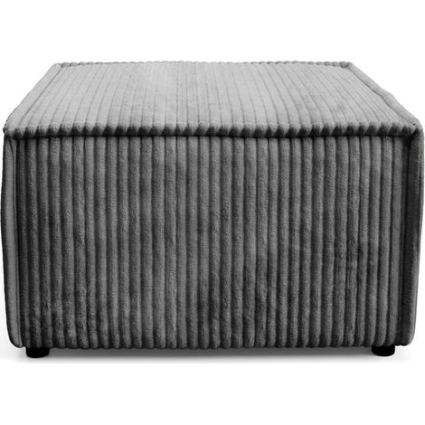 LARIA - Pouf en gros velours côtelé Gris foncé 76x76x41 (1/5)
