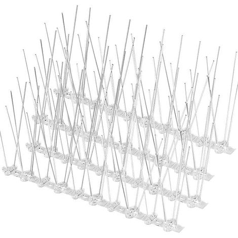 Pinchos repelentes para palomas, para alféizares de balcones, de acero, 11x25cm, 4 unidades.