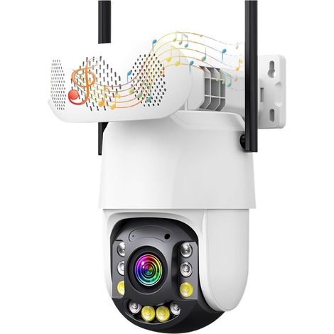5MP Bluetooth Haut-Parleur WiFi PTZ 50X Zoom caméra étanche extérieure sans Fil CCTV sécurité Couleur Vision Nocturne caméra IP(White WiFi No Card) (1/5)