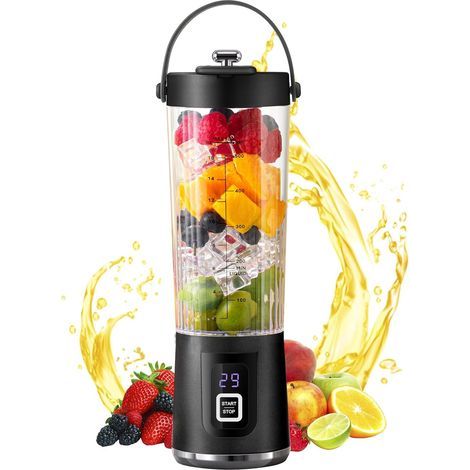 Mixeur portable, petit appareil à milkshakes avec écran LED, mixeur à jus rechargeable avec batterie grande capacité, idéal pour les voyages, le bureau, la salle de sport et la maison. (1/4)