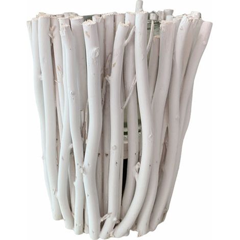 Vaso portacandela in legno bianco per esterno e interno decorazione per giardino -21 cm