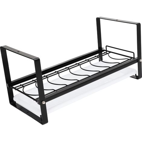 Égouttoir à vaisselle coulissant pour placard, panier de rangement noir pour cuisine, séchage et rangement des assiettes. (1/5)