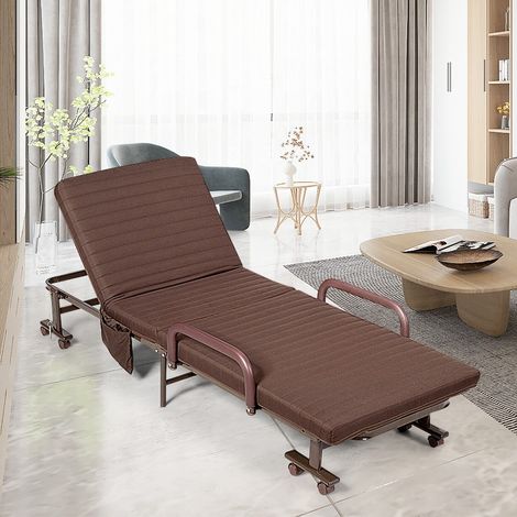 Folding Single Sofa Bed with Mattress Adjustable Portable Sleeper Bed W/ Wheels (1/5)