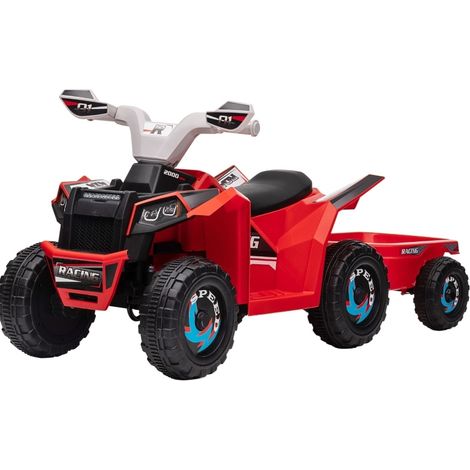 Quad eléctrico infantil con remolque, 2,5 km/h, rojo, para 1,5 a 3 años, 25 kg (1/5)