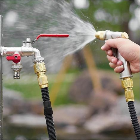 Doppel-Gartenwasserhahn – Universeller Doppel-Gartenwasserhahn – Frost- und rostbeständig – 1/2-Zoll-Zulauf und 2 x 3/4-Zoll-Auslauf – Doppel-Gartenwasserhahn inkl. Dichtung (1/5)