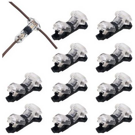 10-teiliger 1-poliger T-Verbinder für 20/22 AWG-Elektrokabel, wasserdichter Kfz-Elektrostecker – lötfreier Kabelverbinder für LED-Kfz-Beleuchtung, wasserdichte Klemmen und Sets
