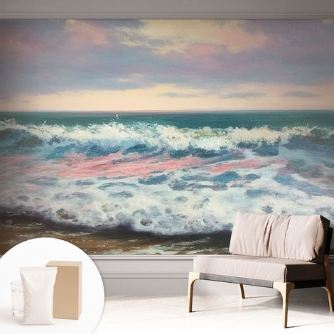 Papier peint intissé pour salon chambre à coucher peint imprimé pour mur - Colle incluse gratuite Paysage marin 312x219 cm (1/5)