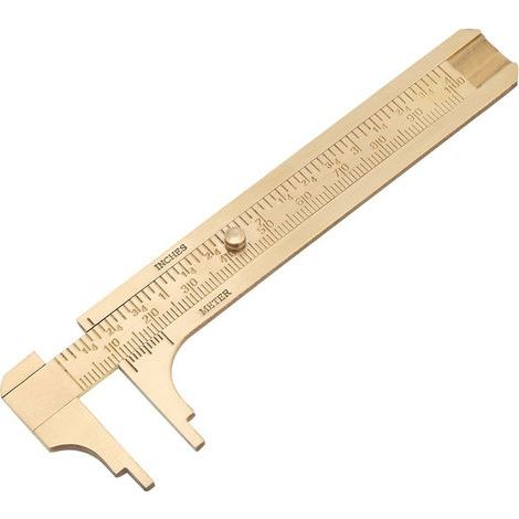 Praktischer Messschieber aus Messing – Messwerkzeug mit Doppelskala – Mini-Taschenlineal aus Messing (zwei 100-mm-Skalen) (1/5)