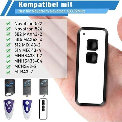 2 Garagentor-Fernbedienungen für Novoferm Novotron 522, 524, 502 MAX43-2, 512 Mix43-2, kompatibel mit der Fernbedienung für Novoferm Novotron 433,92 MHz (1/3)