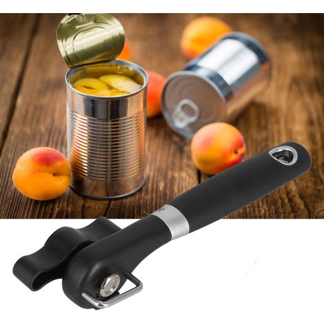 Ouvre-boîte manuel, ouvre-boîte en acier inoxydable, à poignée unique, ouvre-boîte latéral, K3 - emballage boîte couleur - noir (1/5)