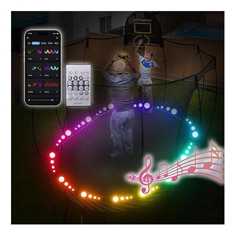 Trampoline with 12 m LED Light, Colour Changing When Jumping, with App and Remote Control, Suitable for Trampolines with Width 72/96/120.1/144.1/427 cm (1/5)