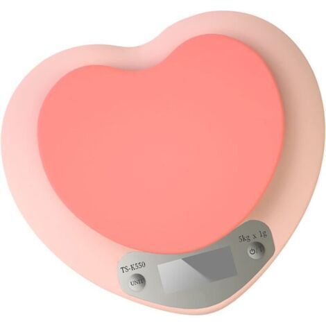 Rechargeable HD Digital Electronic Kitchen Scale with HD LCD Display, 3 Precision Units, Heart Shape, Compact and Accurate (1g/5kg) (1/5)