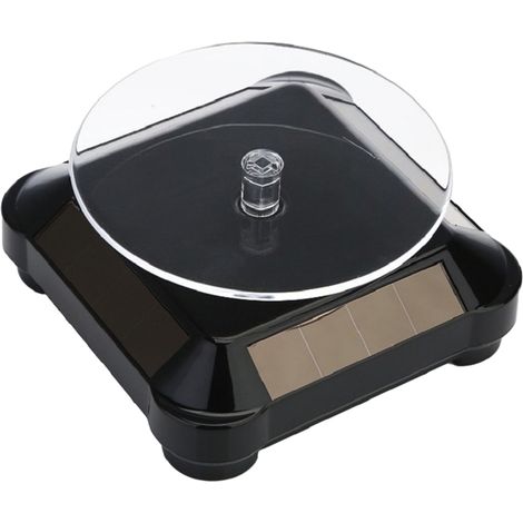 Présentoir rotatif à énergie solaire, fonctionnant également sur piles et à double usage, idéal pour les objets de collection tels que les bijoux et les montres - Noir (1/5)