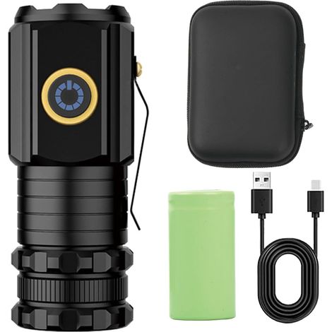 Lampe Torche LED Ultra Puissante, Lampe de Poche Rechargeable USB, 5000 Lumens Flashlight 5 Modes D'éclairage, Lampe Tactique, Torches Étanche pour Camping Randonnée Urgence [Classe énergétique A] (1/5)