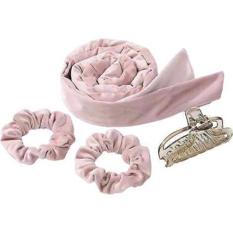 Fer à friser sans chaleur, bandeau à bigoudis ondulés naturels - rose