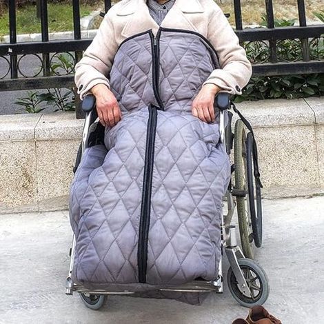 Couverture chaude d'hiver épaisse pour fauteuil roulant + fermeture éclair, coupe-vent doublée en polaire confortable pour le bas du corps, housse de fauteuil roulant chaude pour patients âgés