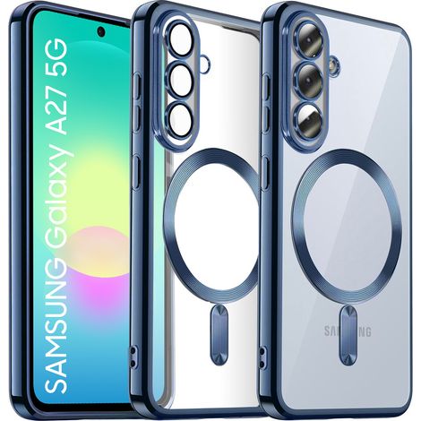 Funda transparente para Samsung Galaxy A27 5G, Electro MagSafe, marco azul marino (1/4)