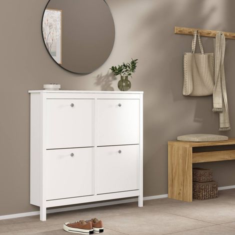 Dmora - Scarpiera Actinidia, Mobile portascarpe, Armadio da ingresso multiuso, Mobiletto per calzature, 103x25 h103 cm, Bianco (1/5)