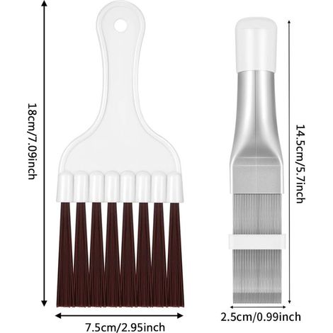 2 Pièces Peigne d'Aileron de Condensateur de Climatiseur, Brosse de Nettoyage à Ailettes Nettoyeur d'Ailettes de Climatiseur Nettoyage de Bobines de Réfrigérateur Outil de Radiateur d'Évaporate