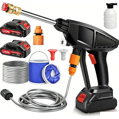 FLITI 300W 430 PSI Cordless Portable High Pressure Washer with 2 x 1500mAh Batteries and 6 Nozzles for Car and Garden