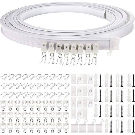 Rail de plafond pliable pour rideaux incurvés – PVC nano synthétique et acier doux – Longueur 5 mètres – Installation facile et pliage sans effort - Diviseur-5