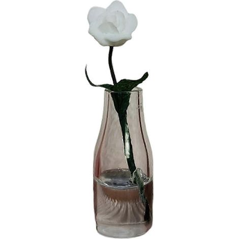Mini vase en résine représentant une rose, accessoire durable pour maison de poupée et jeux d'imitation.-A