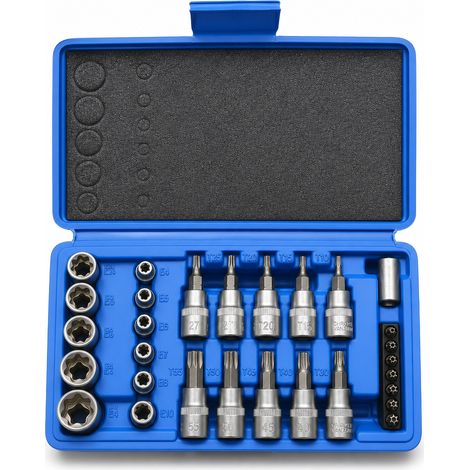 Coffret 29 Douilles Torx et E pour Atelier Auto Bleu (1/5)