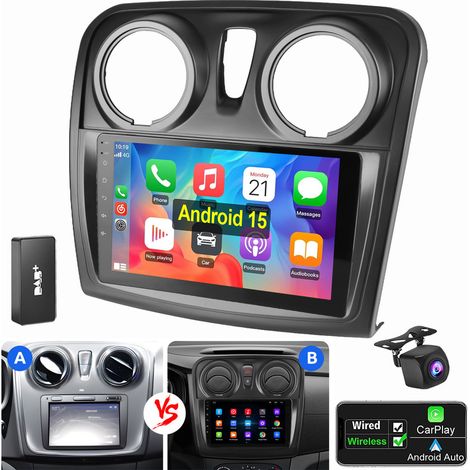 Autoradio 9" Android 15 Carplay pour Lada Renault Dacia Logan 2 Sandero GPS WiFi 4+64G DAB CAM