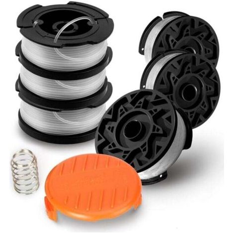 BUNTHAUS PA Lot de 6 Bobines A6485 A6481 pour Black Decker Coupe-Bordures,6 x 9 m de Fil en Nylon, Fil de ⌀1,65 mm+1 Capuchon +1 Ressort2 (1/4)