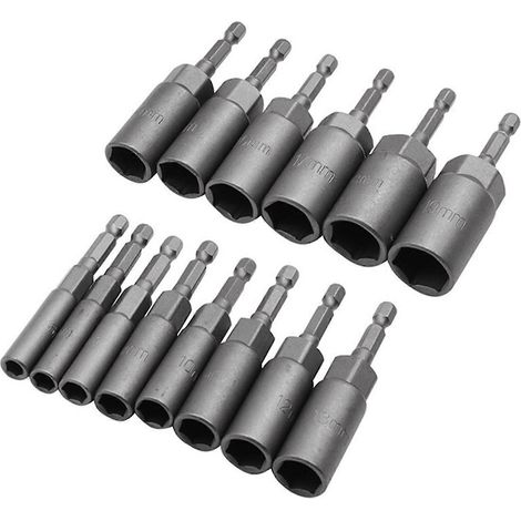 Douille à impact 1/4 pouce métrique, adaptateur pour clé à chocs profonde, douille hexagonale, outil à main, 6-19 mm (1/4)