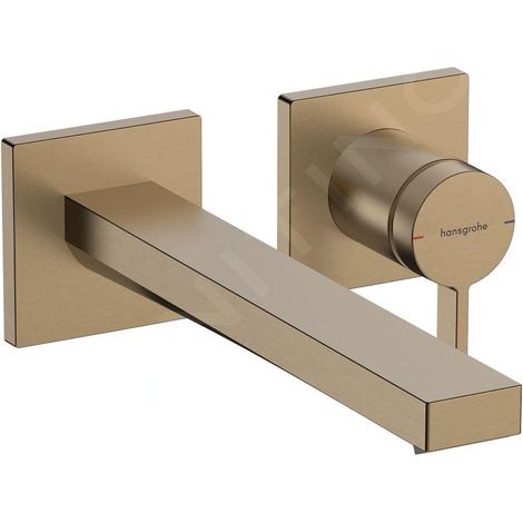 Hansgrohe – Mitigeur lavabo mural Tecturis E – Bec 22.5cm – Écoulement libre – Cartouche céramique – Limiteur de température réglable – Bronze brossé (1/7)