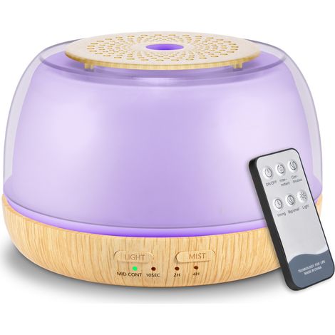 Ätherisches Öl-Diffusor mit 10,14 oz Fassungsvermögen, Kaltnebel-Luftverteiler, Fernbedienung, USB-C-Netzkabel und 7-farbiger LED-Beleuchtung geeignet für den Einsatz im Schlafzimmer.