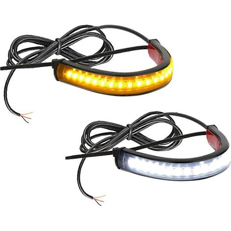 Clignotants de fourche LED bicolores flexibles à double fonction pour moto, avec feux de jour (DRL). (1/5)