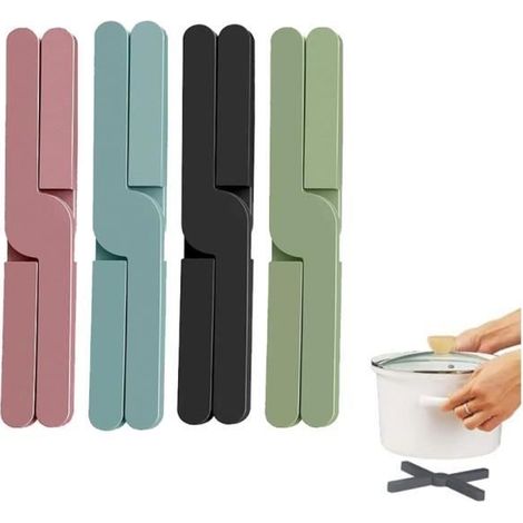 Dessous de plat - Silicone - Lot de 4 - Pliable - Résistant à la chaleur - Multifonctionnel (1/4)
